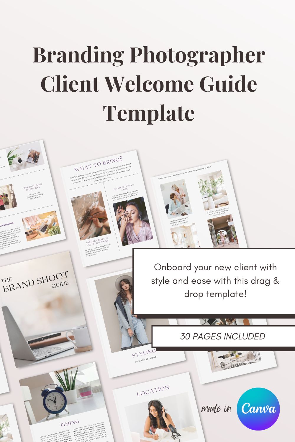 branding photographer client welcome guide pin