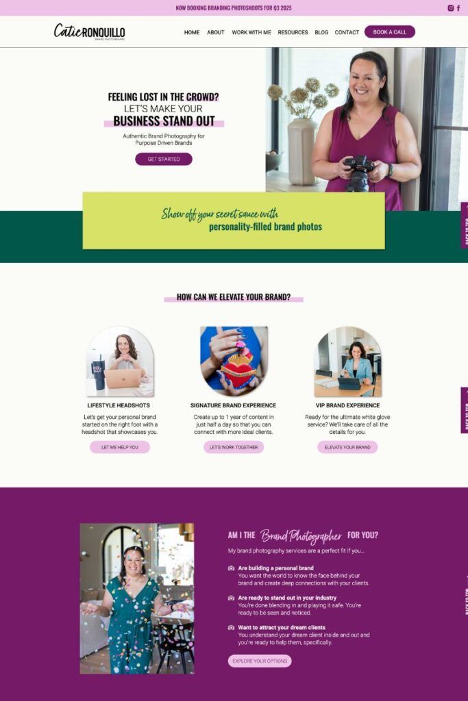 Catie Ronquillo Photography website, designed and built in Showit by Hola Luz Creative