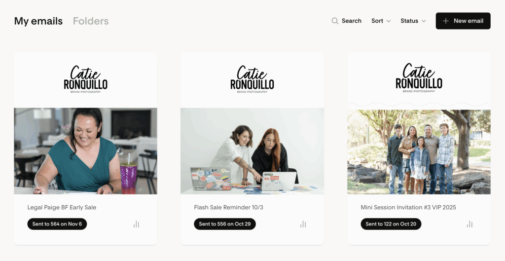 Screenshot of the dashboard inside of Flodesk. Flodesk is the best email marketing service for creatives on the market.