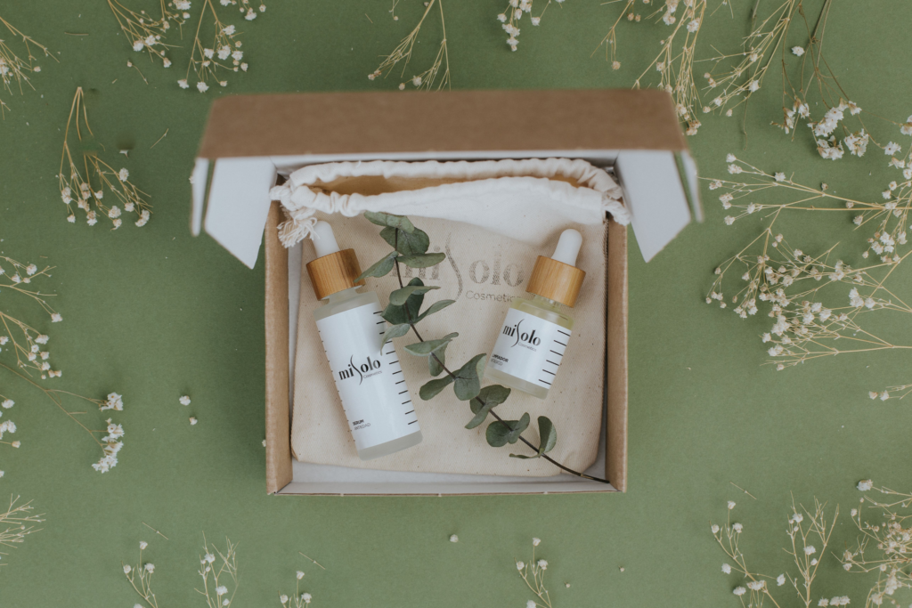 unboxing experience - photo of an open box with skincare products